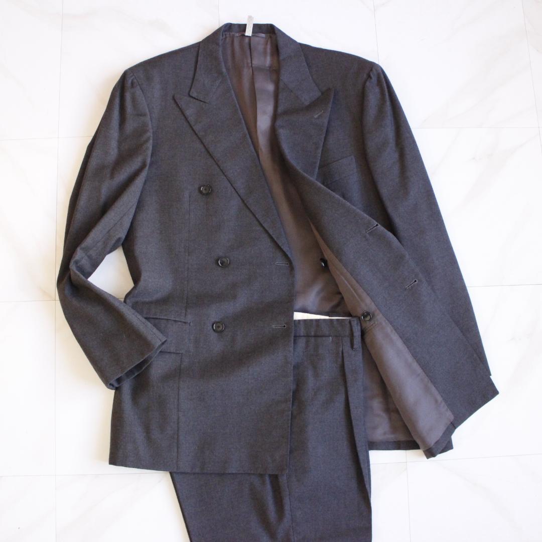 SOVEREIGN カシミヤ混 ダブルセットアップスーツ LLサイズ グレー