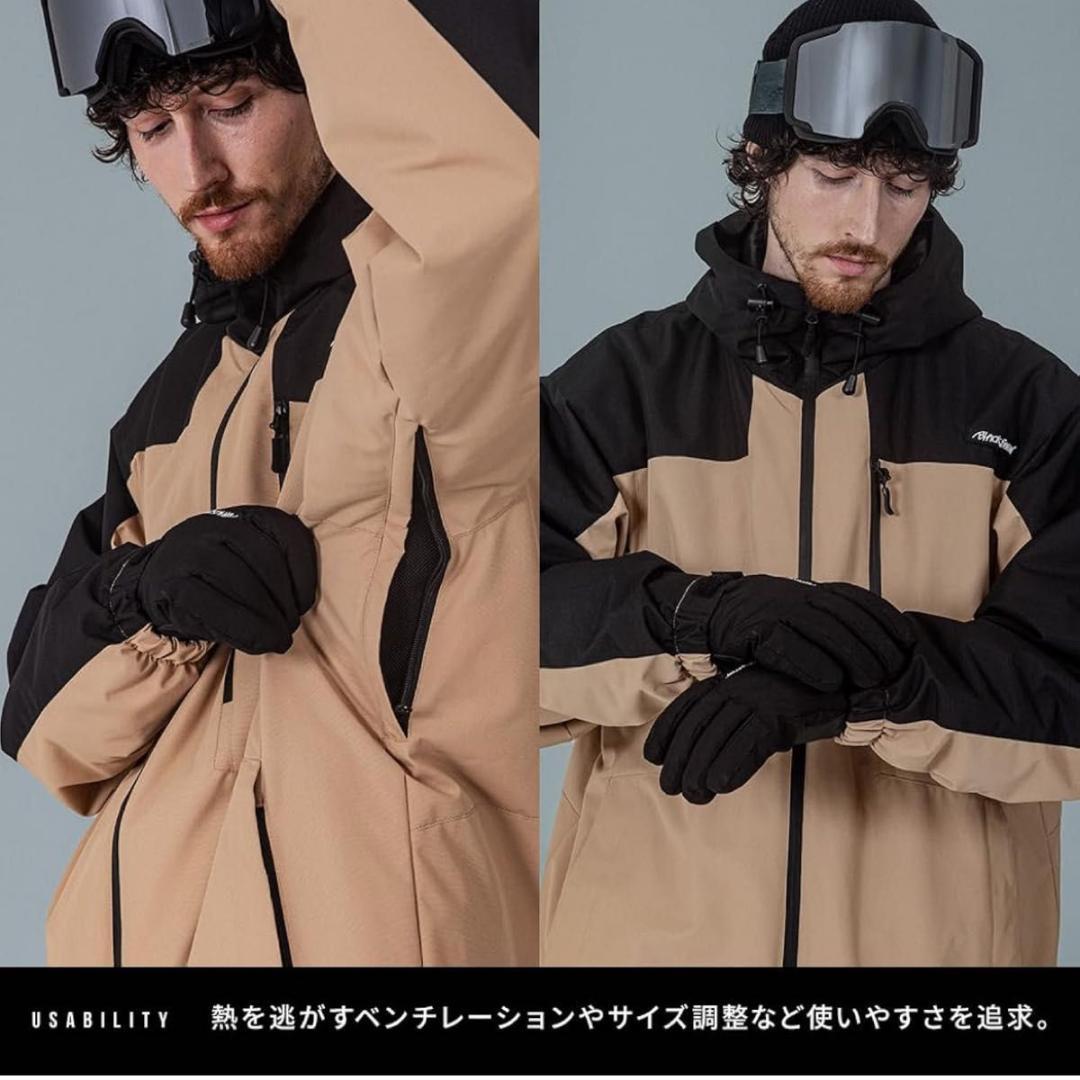 スノボウェア 上下セット ウェア セットアップ スノーボード ブラック L 黒