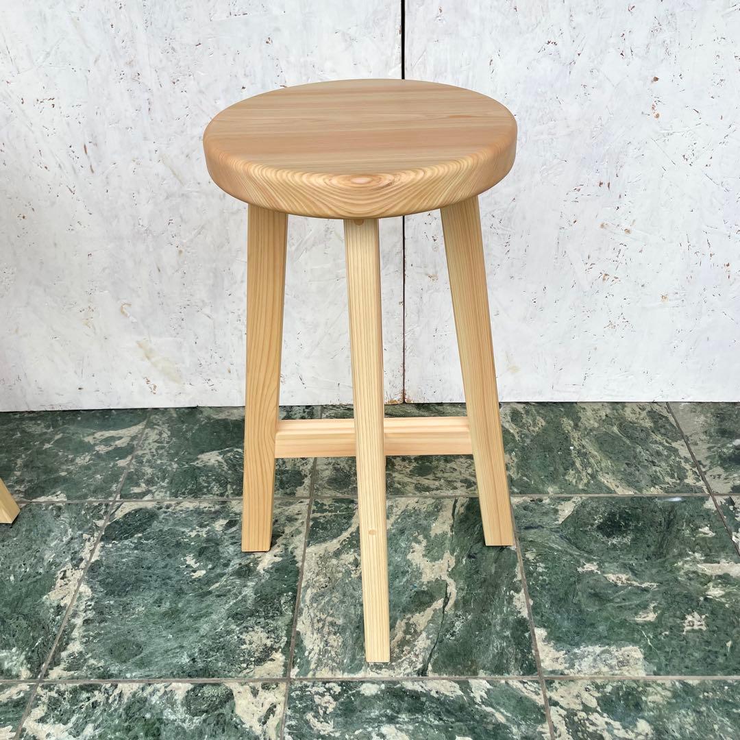 みかん　国産ひのき　木製スツール　カウンターチェアー　丸椅子　3脚