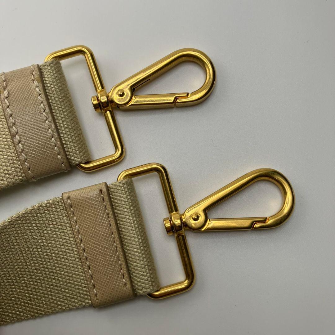 極美品✨プラダ PRADA ショルダーストラップ キャンバス レザー ベージュ