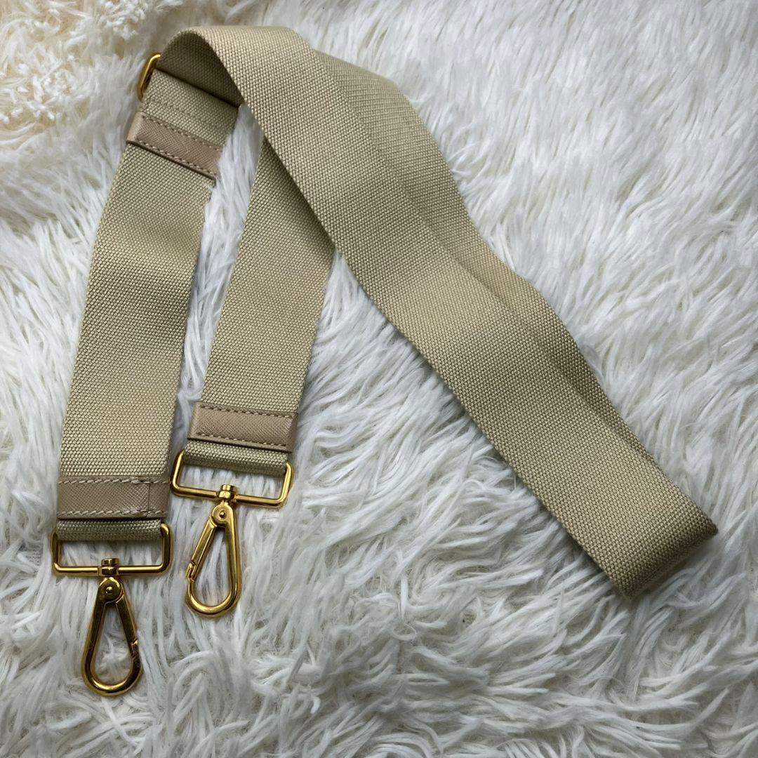極美品✨プラダ PRADA ショルダーストラップ キャンバス レザー ベージュ