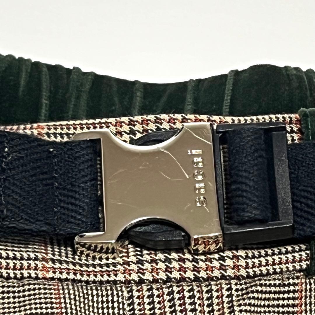 【美品】サカイ　sacai　アジャストバックルボトムス　チェック　ブラウン　3