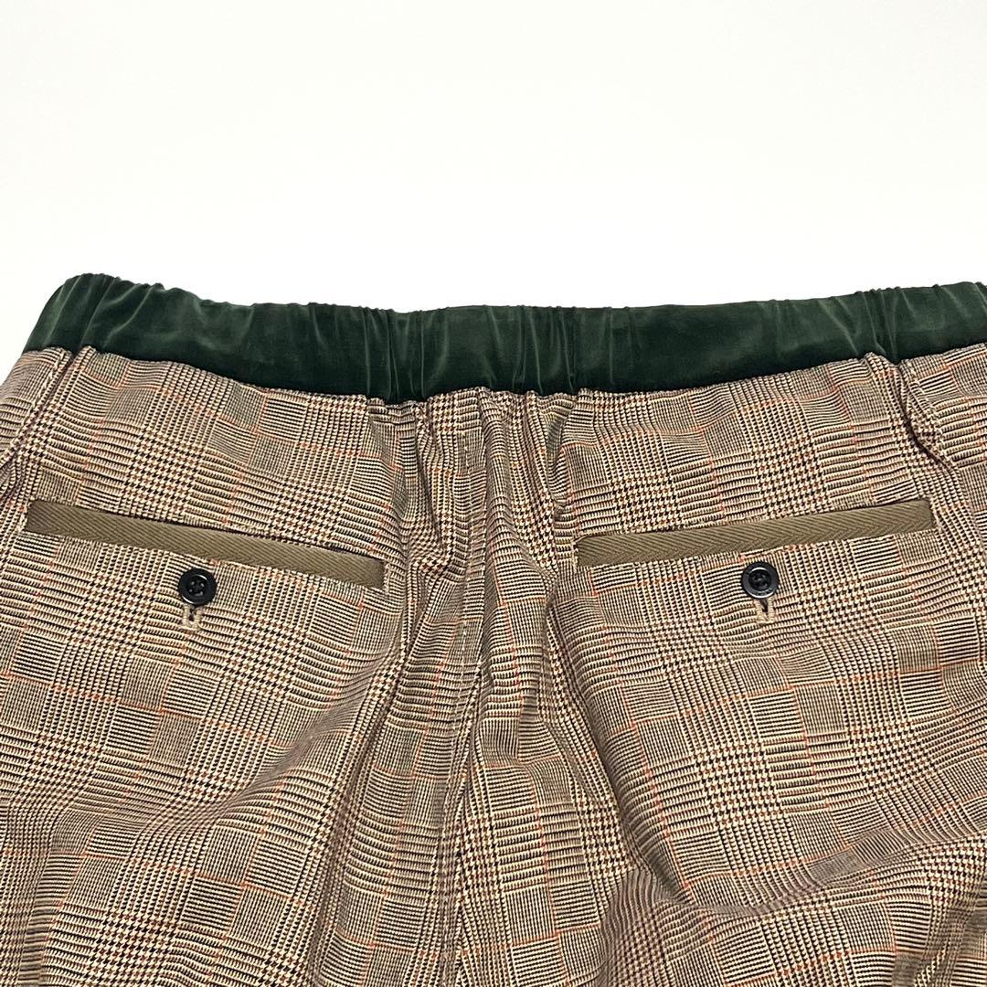 【美品】サカイ　sacai　アジャストバックルボトムス　チェック　ブラウン　3