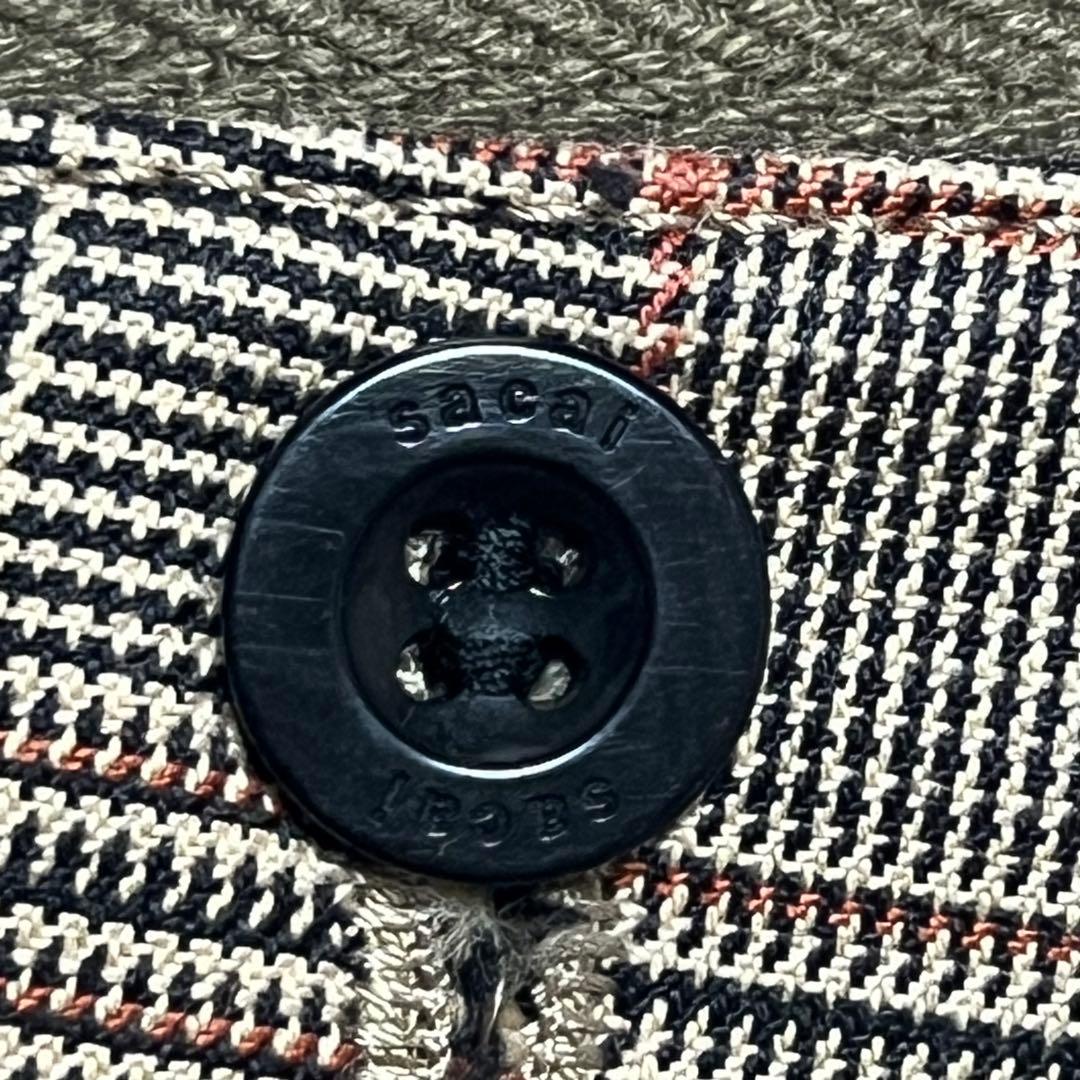 【美品】サカイ　sacai　アジャストバックルボトムス　チェック　ブラウン　3