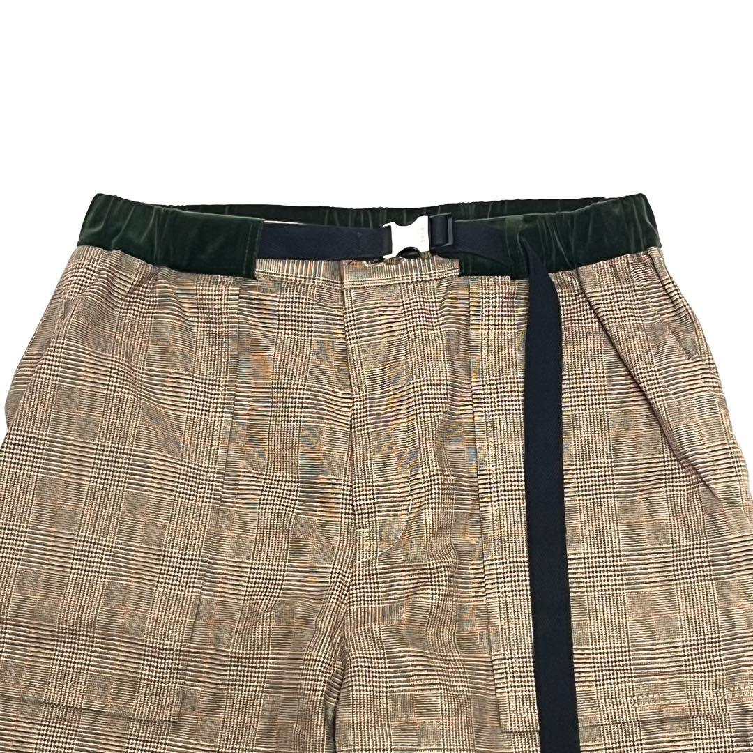 【美品】サカイ　sacai　アジャストバックルボトムス　チェック　ブラウン　3