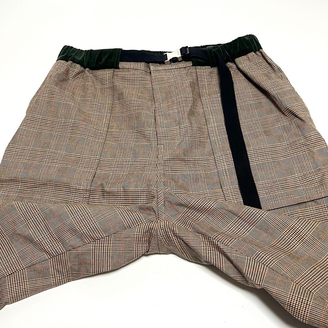 【美品】サカイ　sacai　アジャストバックルボトムス　チェック　ブラウン　3