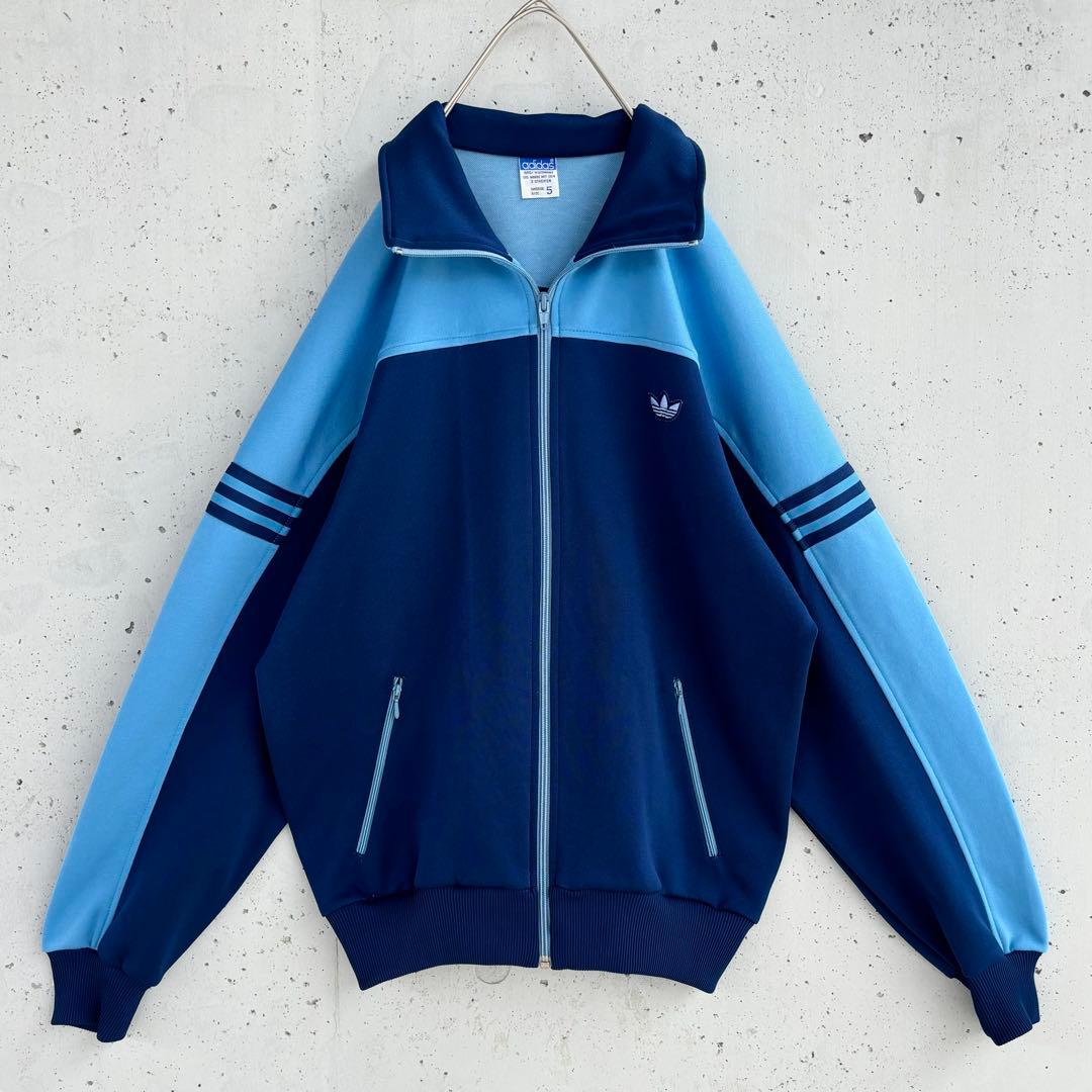 美品【在原みゆ紀着用】アディダス デサント トラックジャケット ジャージ 紺×青
