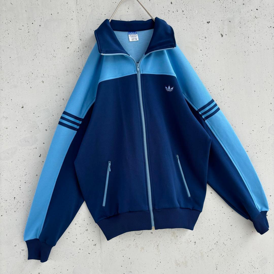 美品【在原みゆ紀着用】アディダス デサント トラックジャケット ジャージ 紺×青