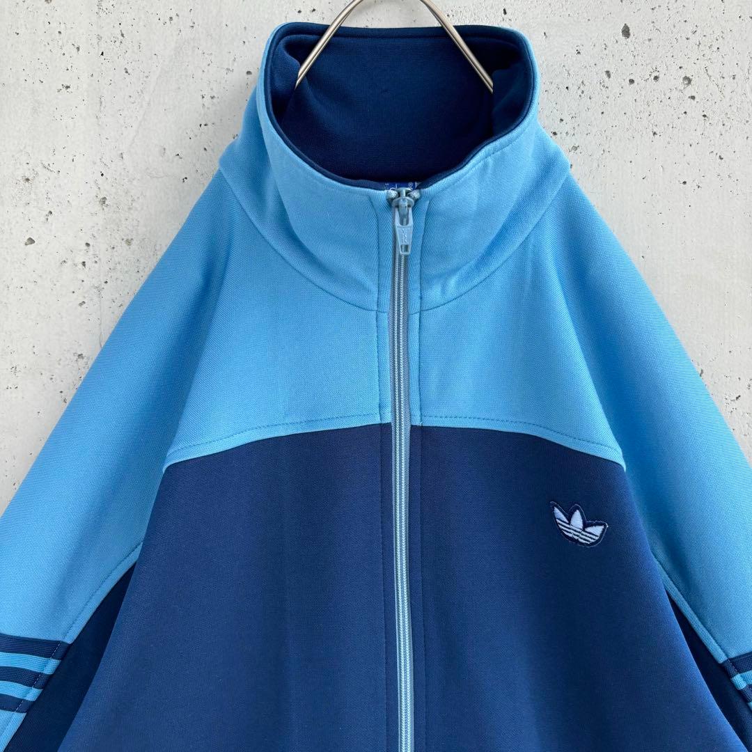 美品【在原みゆ紀着用】アディダス デサント トラックジャケット ジャージ 紺×青