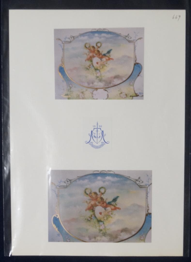 天使絵皿　マーティシ・ミクロシュ(元ヘレンド社ヘッドペインター）資料写真付き