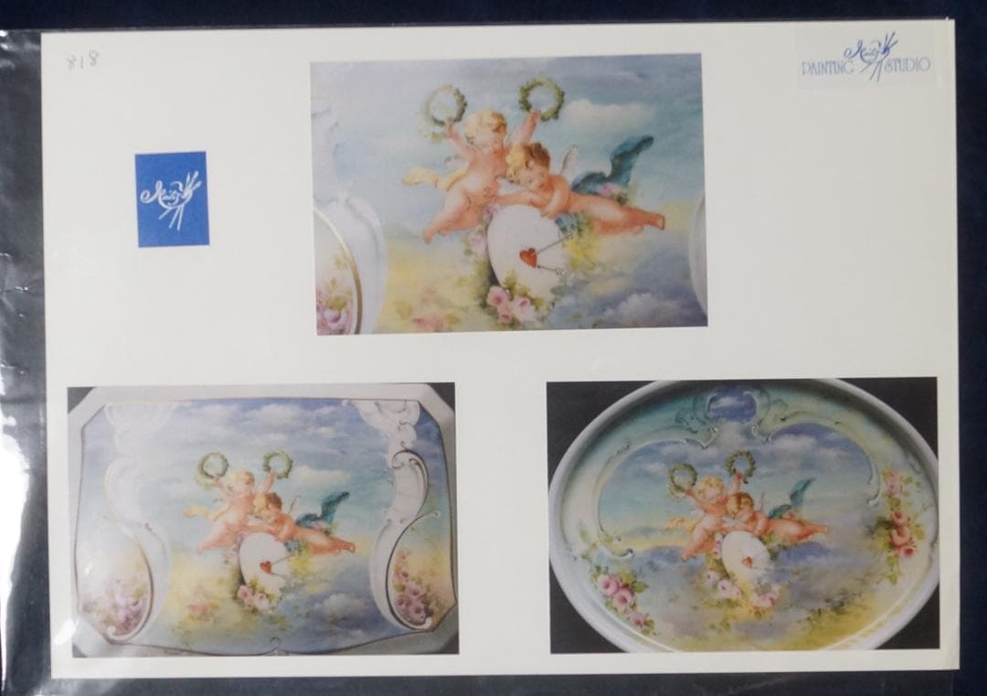 天使絵皿　マーティシ・ミクロシュ(元ヘレンド社ヘッドペインター）資料写真付き