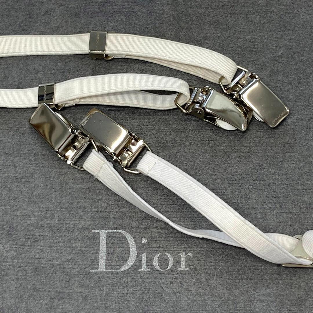 美品 未使用 ディオールオム ホワイトサスペンダー エディスリマン