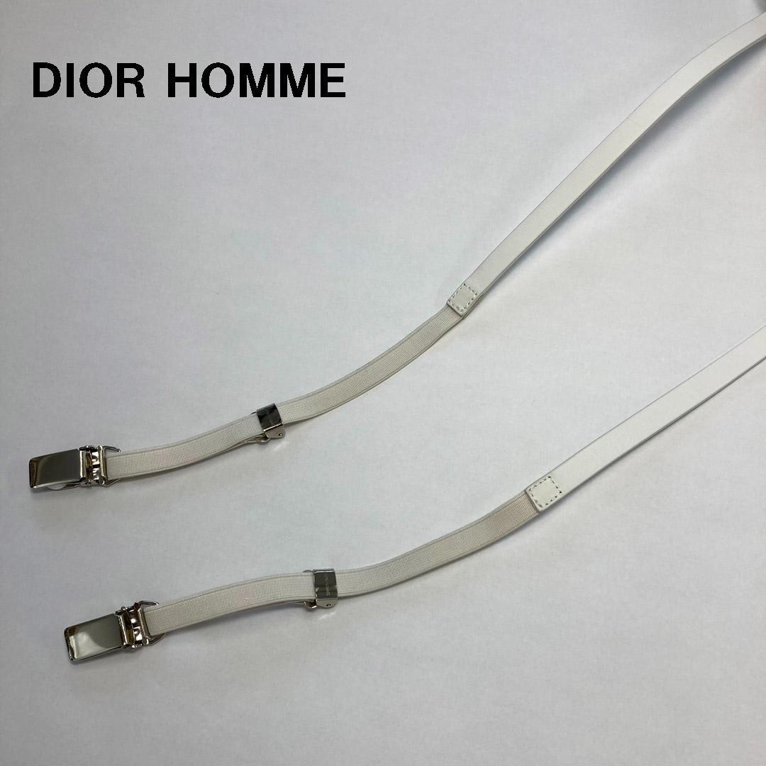 美品 未使用 ディオールオム ホワイトサスペンダー エディスリマン