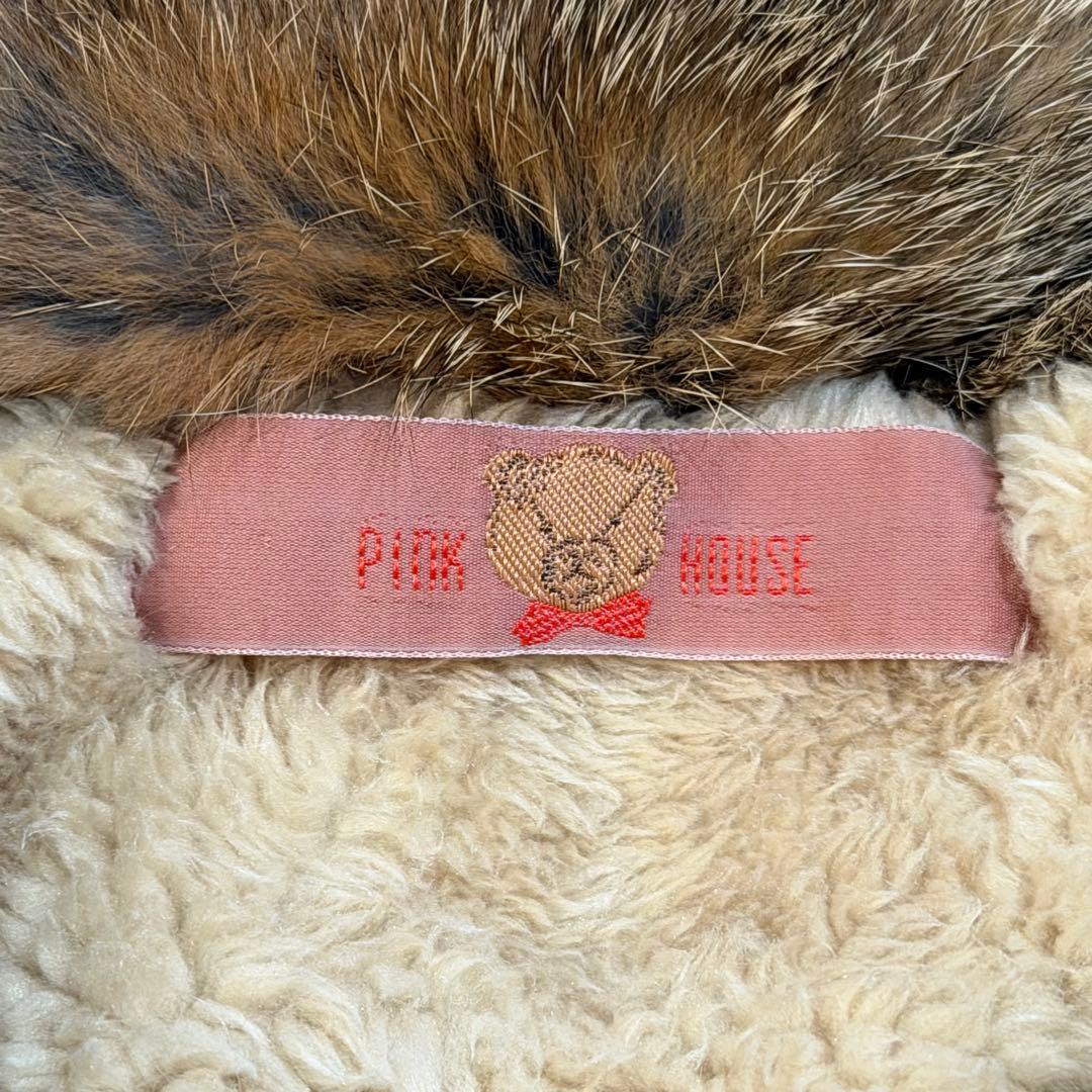 ピンクハウス　ラビットファーレース付きケープポンチョ　ニット　裏ボア　リボン