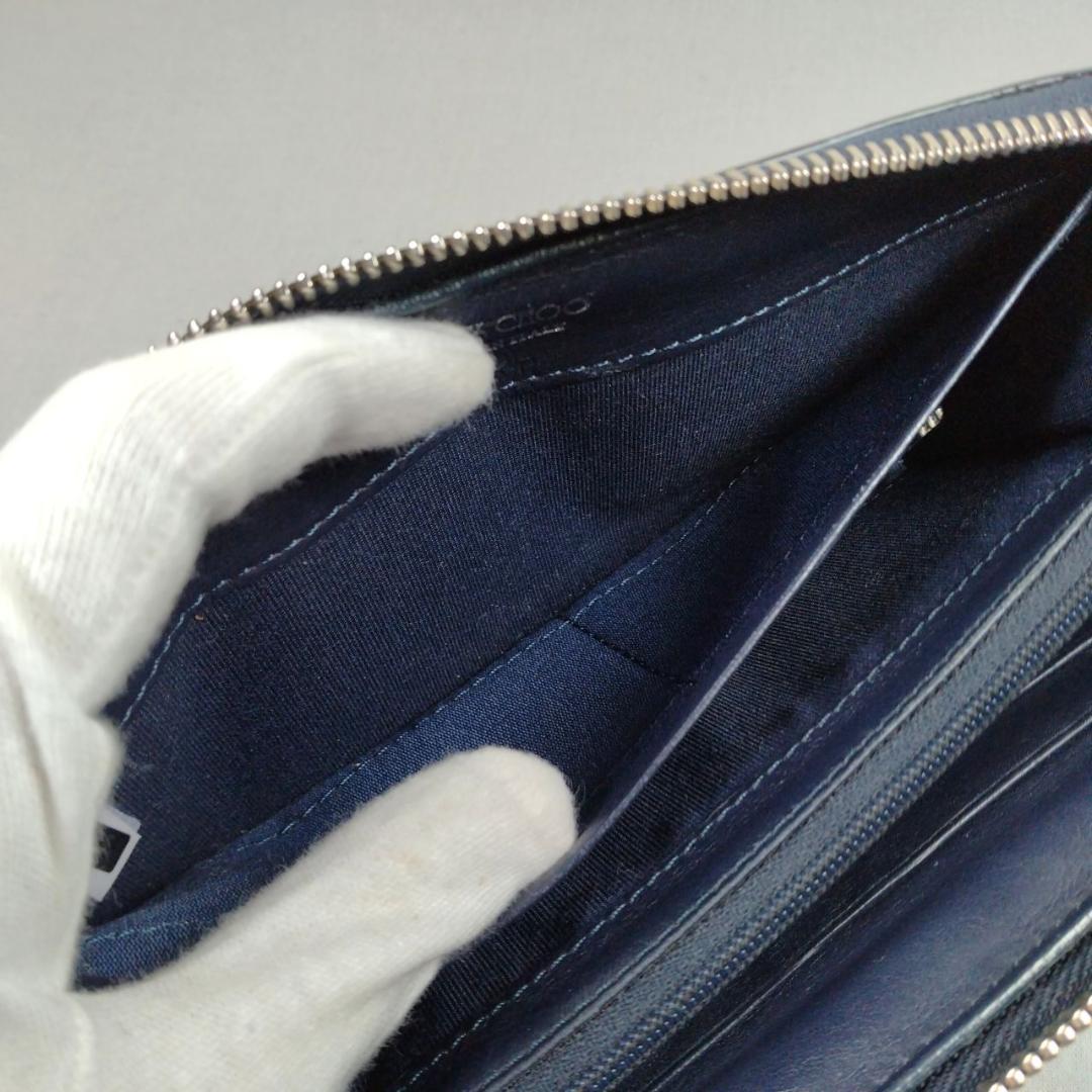 超美品 ジミーチュウ★スタースタッズ ジッピーウォレット エナメル 黒 化粧箱付