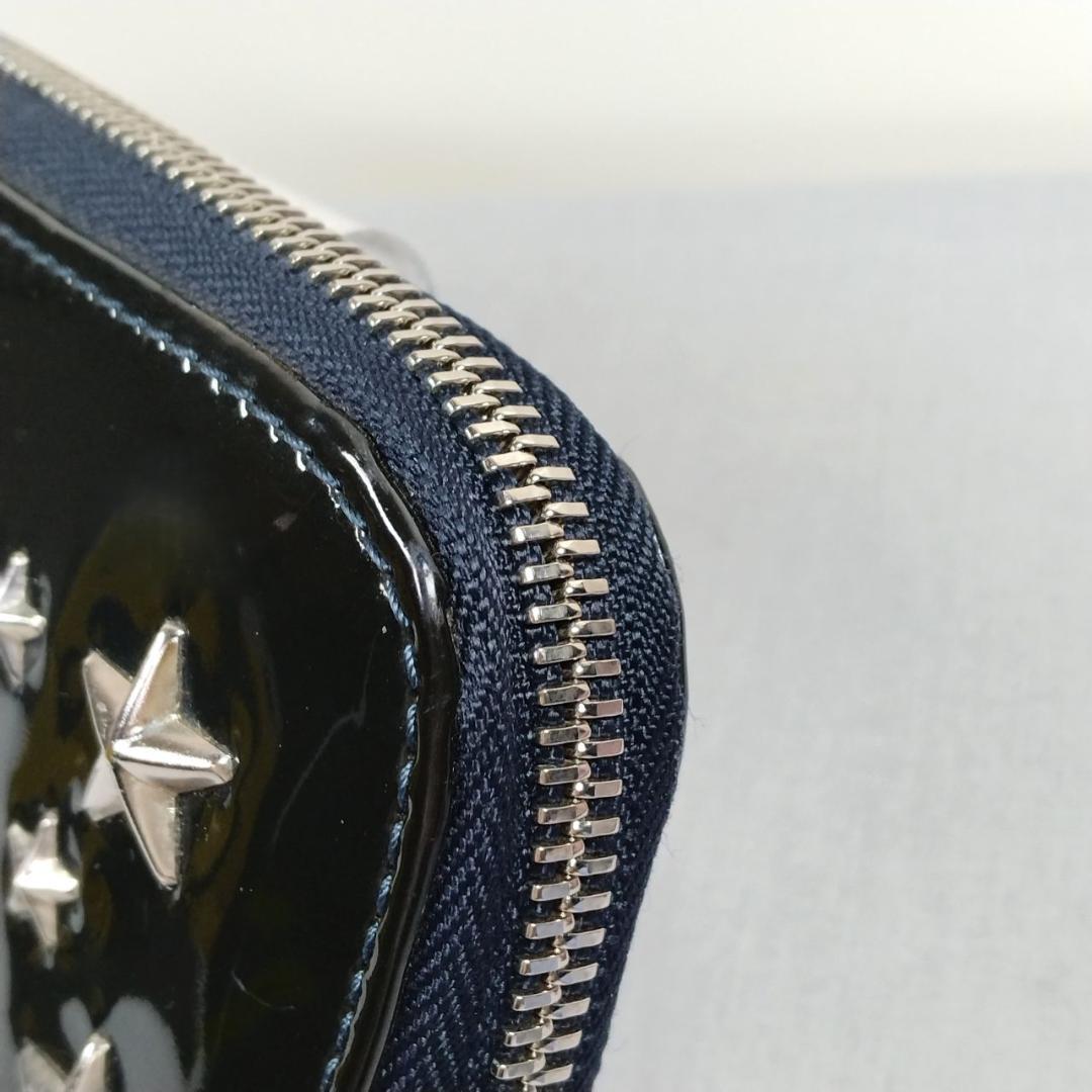 超美品 ジミーチュウ★スタースタッズ ジッピーウォレット エナメル 黒 化粧箱付