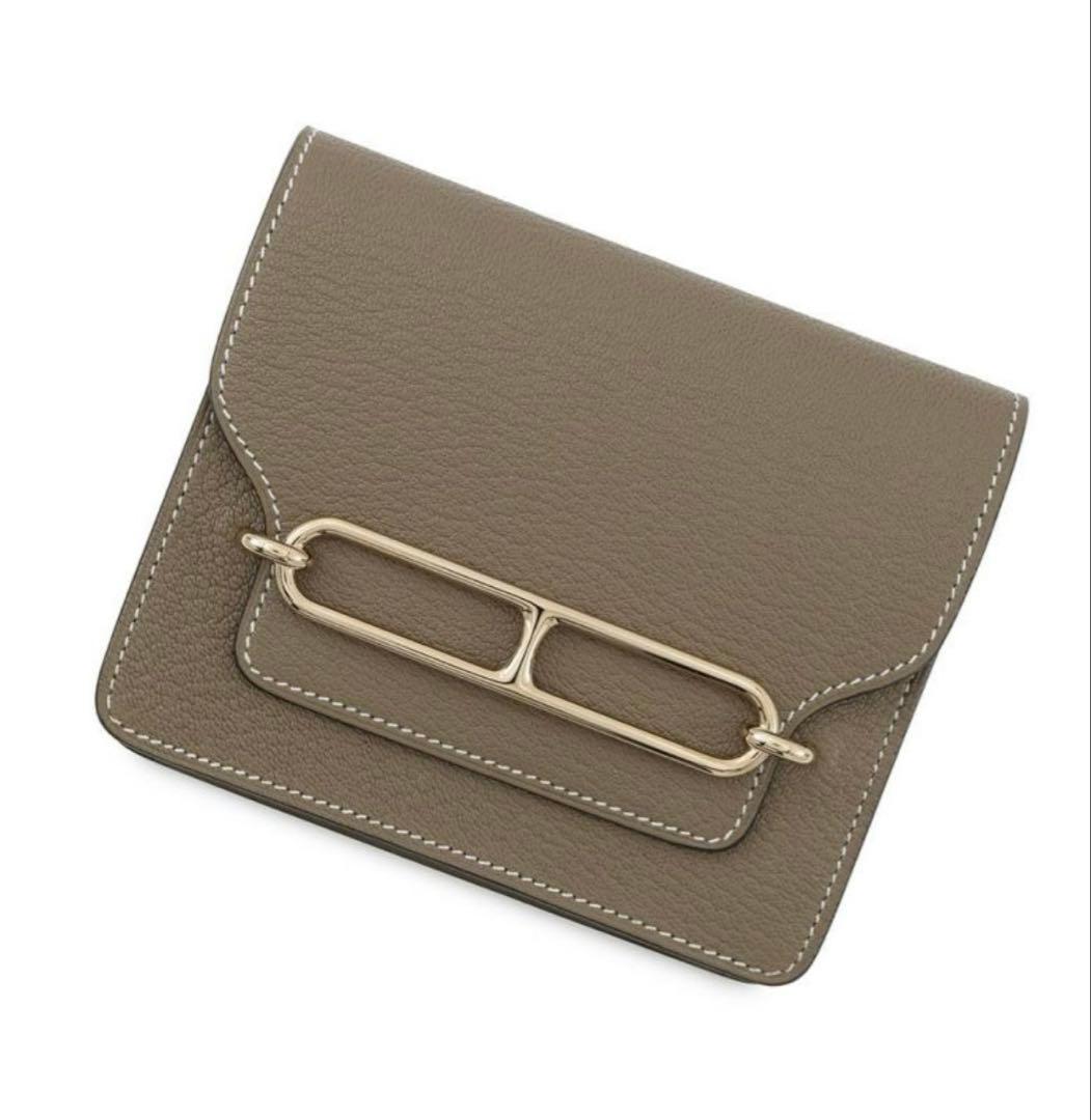 エルメス 財布 ロウリス ルリ スリム エトゥープ/ゴールド金具 HERMES