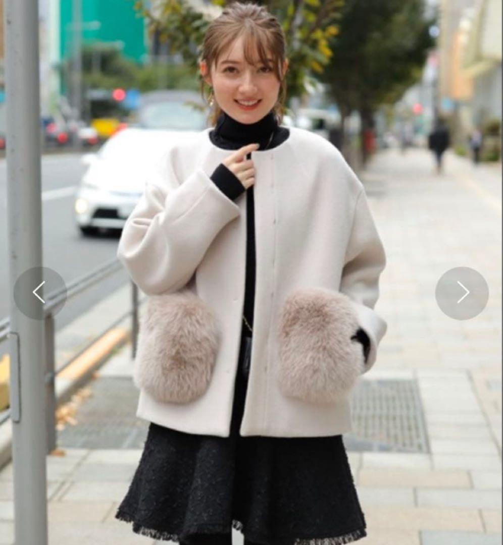 20日まで【美品】アプワイザーリッシェ　2WAYポケファーノーカラーコート