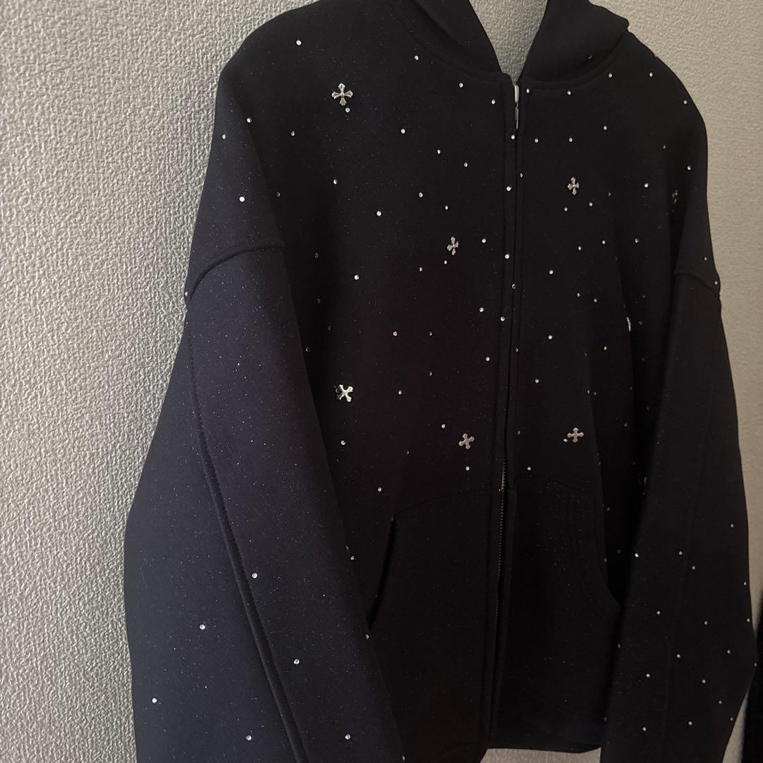 トップス andwang Kirakira jewel zip up black S