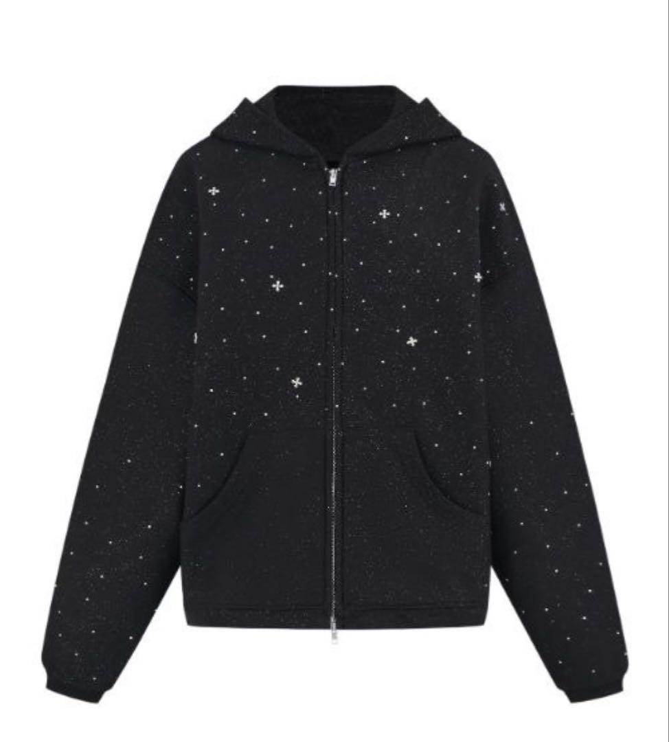トップス andwang Kirakira jewel zip up black S
