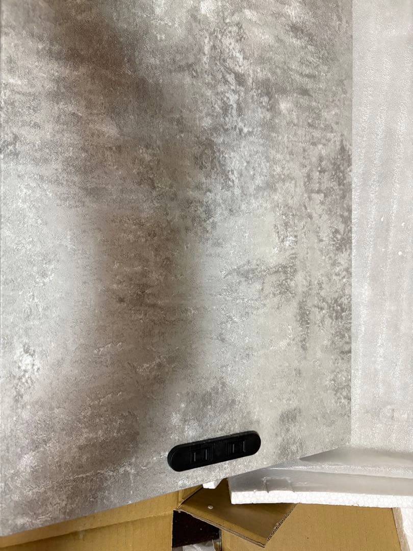 TAT ネイルテーブル　グレー合成石モダンテーブル 2段棚付きSHAREYDVA