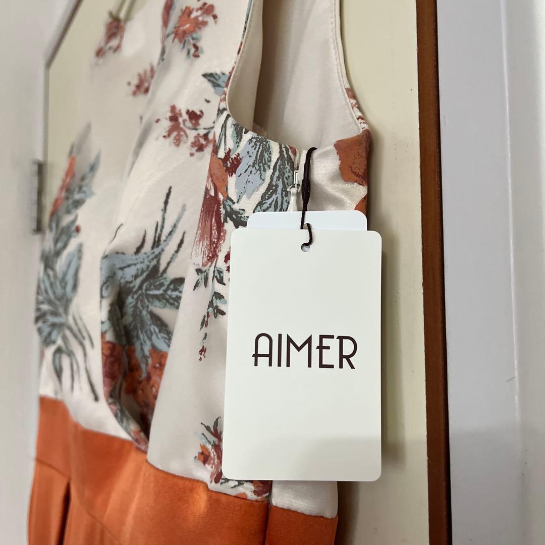 花柄ノースリーブパーティードレス ボレロ付　　AIMER 新品
