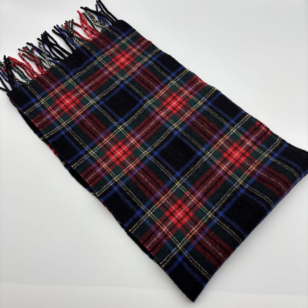 (美品) ジョンストンズオブエルガン カシミヤ100% マフラー チェック