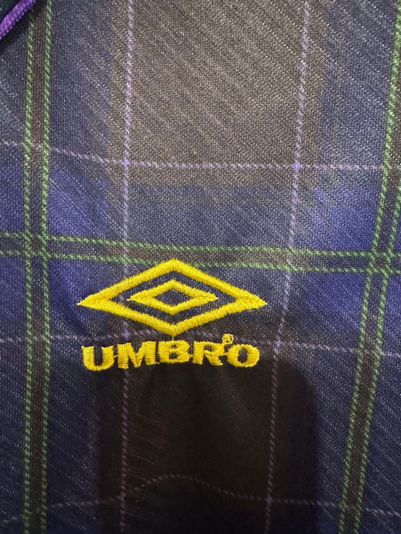 90sスコットランド代表ユニフォームUmbro チェック柄サッカーシャツ