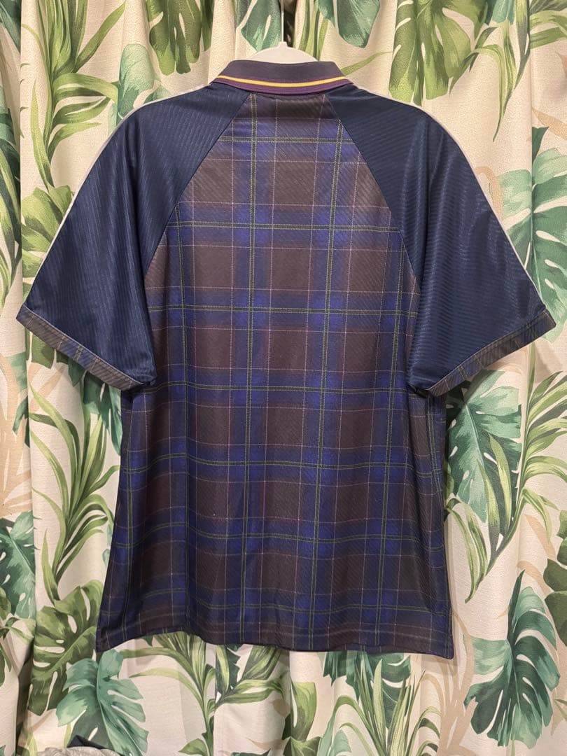 90sスコットランド代表ユニフォームUmbro チェック柄サッカーシャツ