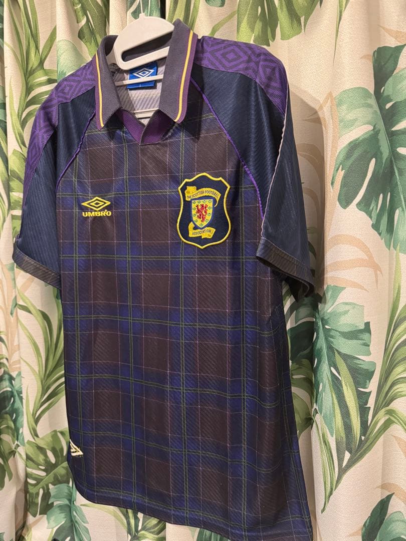 90sスコットランド代表ユニフォームUmbro チェック柄サッカーシャツ