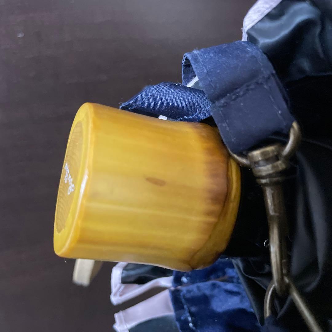 神戸ロサブラン 3段折り畳み日傘 フリル ネイビー×ピンク 美品