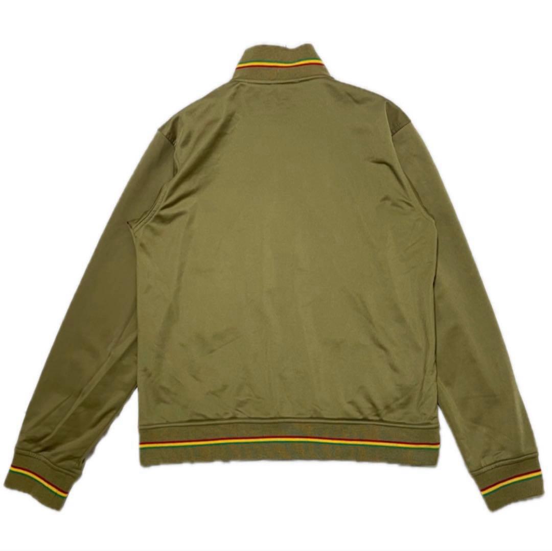 ステューシー トラックジャケット ラスタカラー 刺繍ロゴ ジャージ カーキ系 M