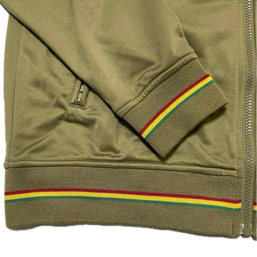 ステューシー トラックジャケット ラスタカラー 刺繍ロゴ ジャージ カーキ系 M