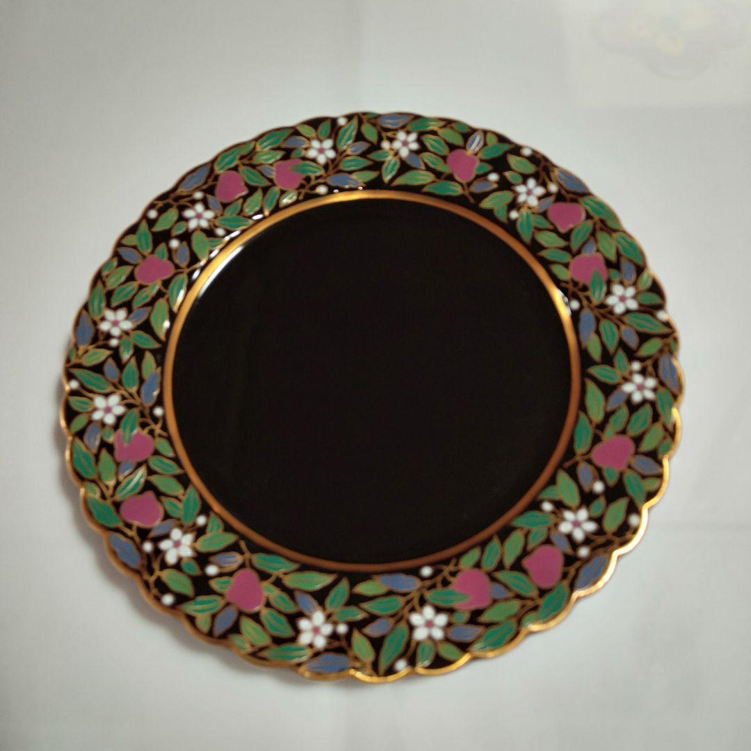 【 中山陶器 宮内庁御用達 】 黒釉桃花ティーセット