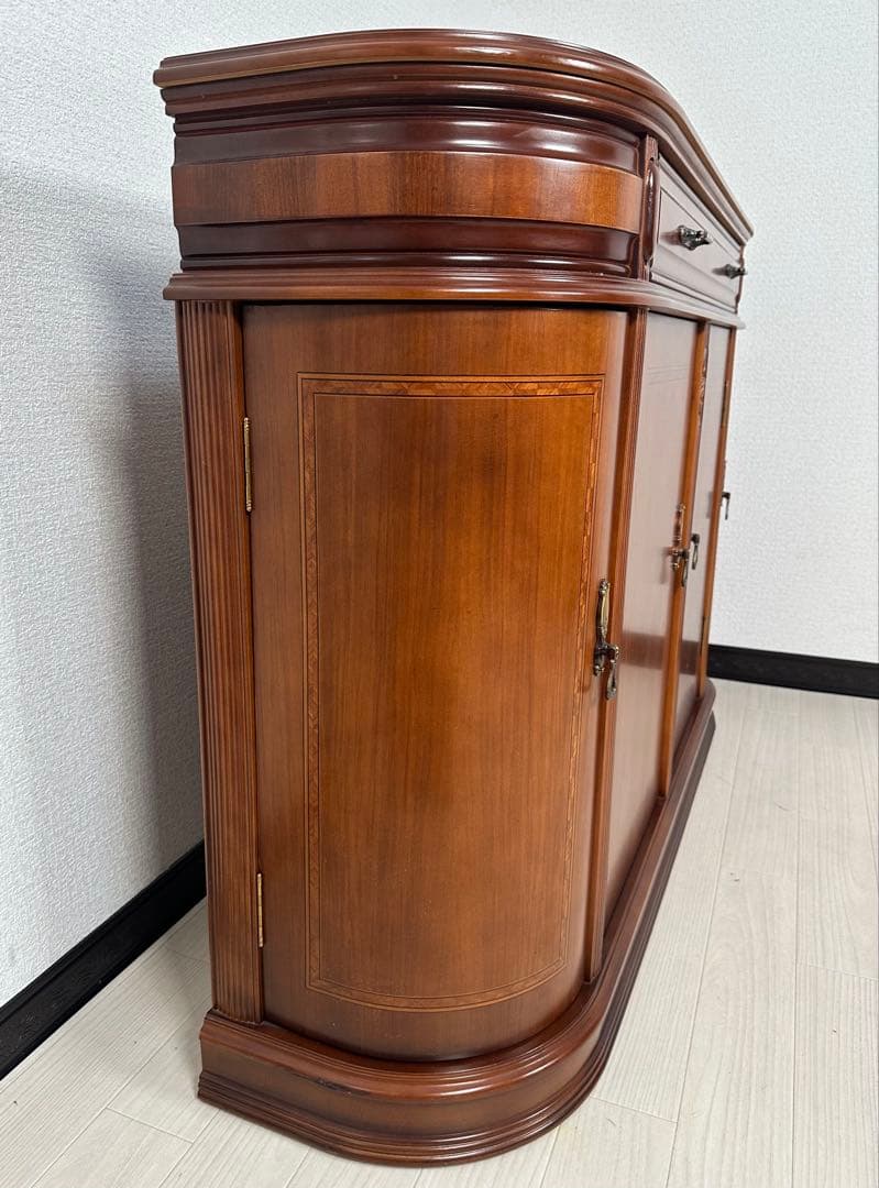 イタリア アンティーク調 象嵌 金具取手 サイドボード キャビネット ※i4※