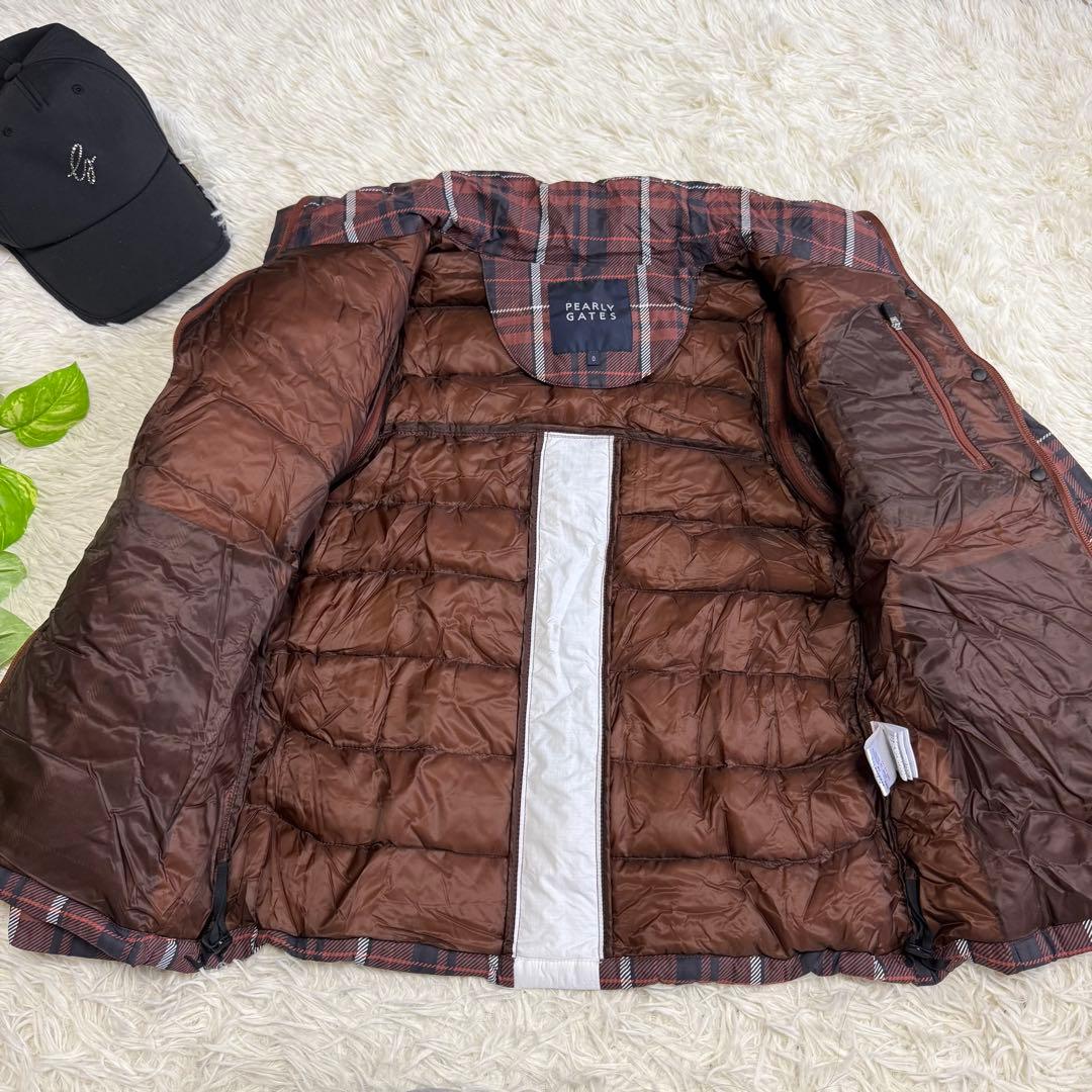【パーリーゲイツ】美品ダウンジャケットチェック0サイズレディース