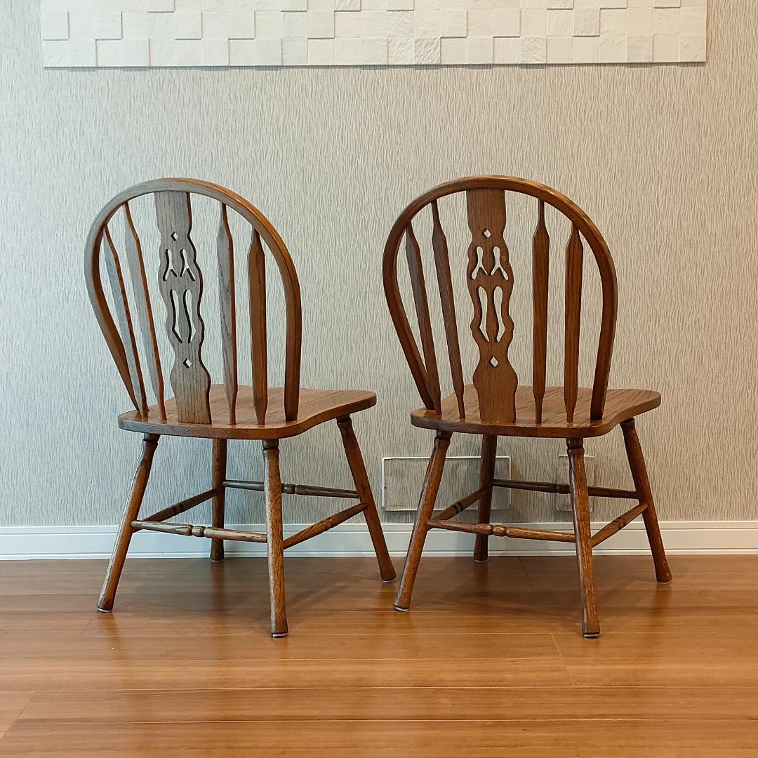 美品　ウィンザーチェア②　フープバック　オーク材　2脚セット