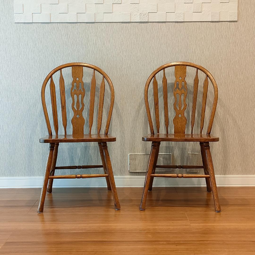 美品　ウィンザーチェア②　フープバック　オーク材　2脚セット