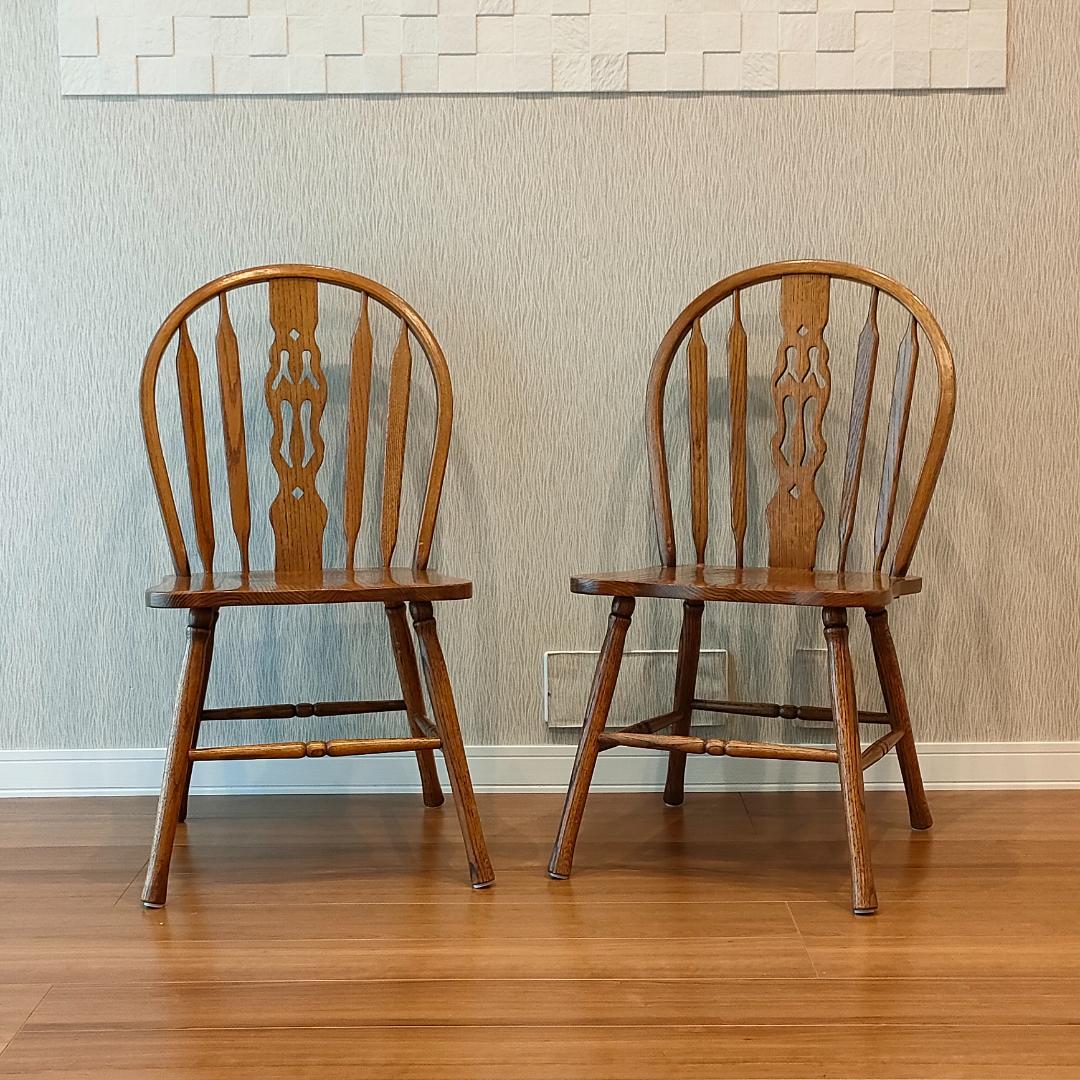 美品　ウィンザーチェア②　フープバック　オーク材　2脚セット