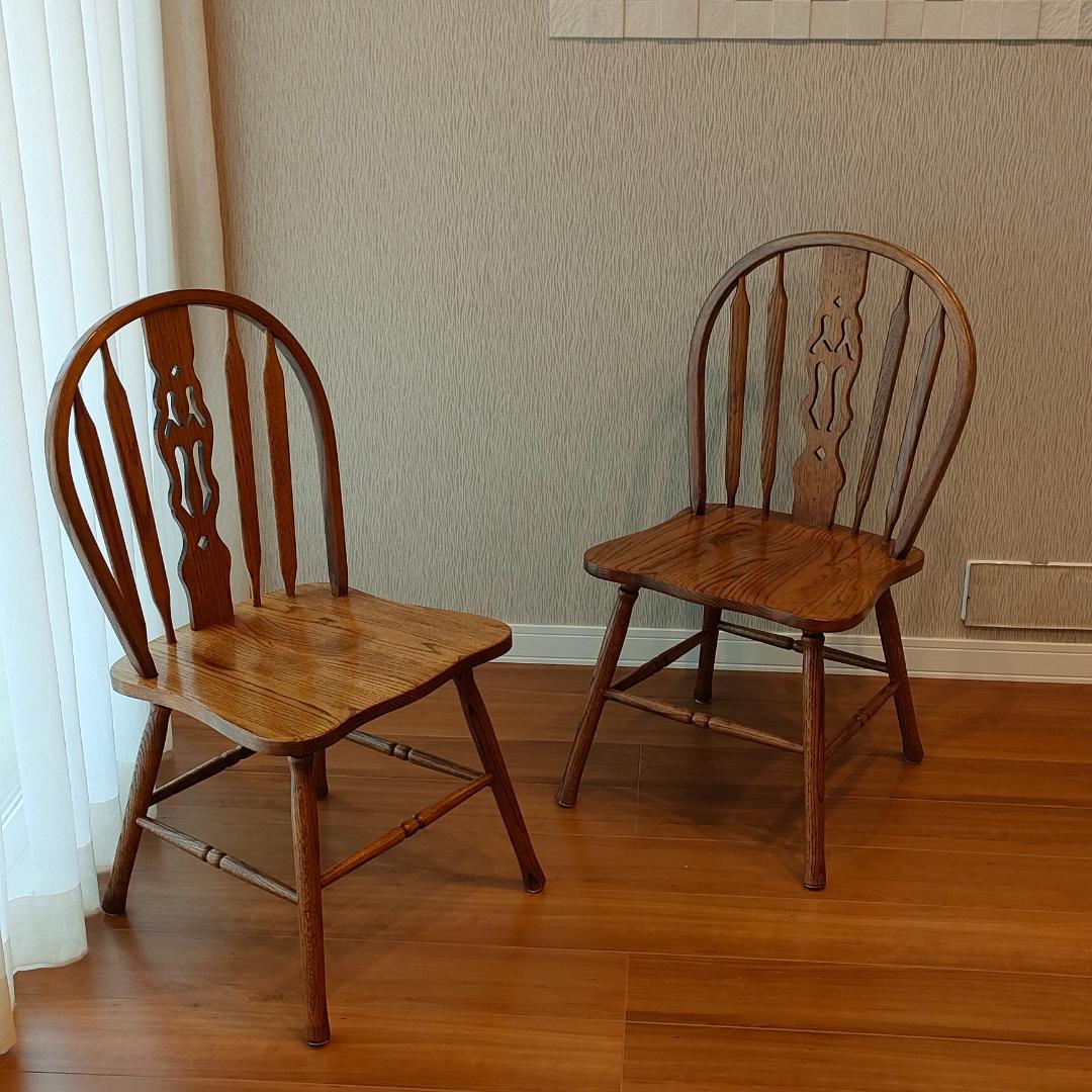 美品　ウィンザーチェア②　フープバック　オーク材　2脚セット
