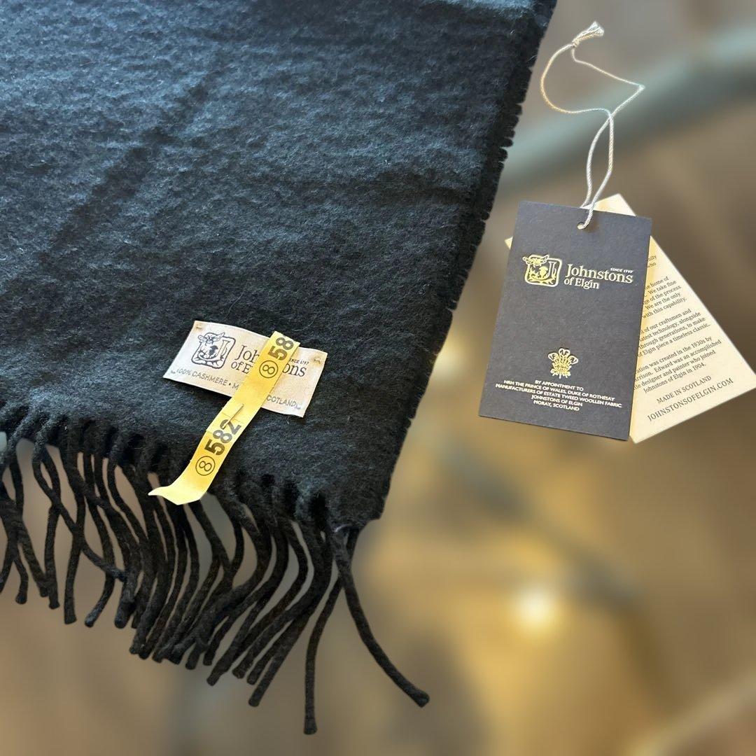 ★★Johnstons of Elgin ブラック マフラー★★クリーニング済み