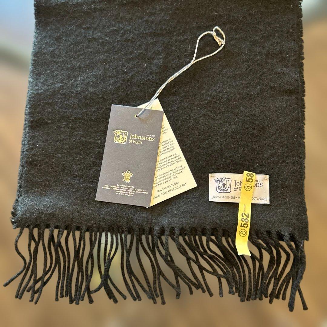 ★★Johnstons of Elgin ブラック マフラー★★クリーニング済み