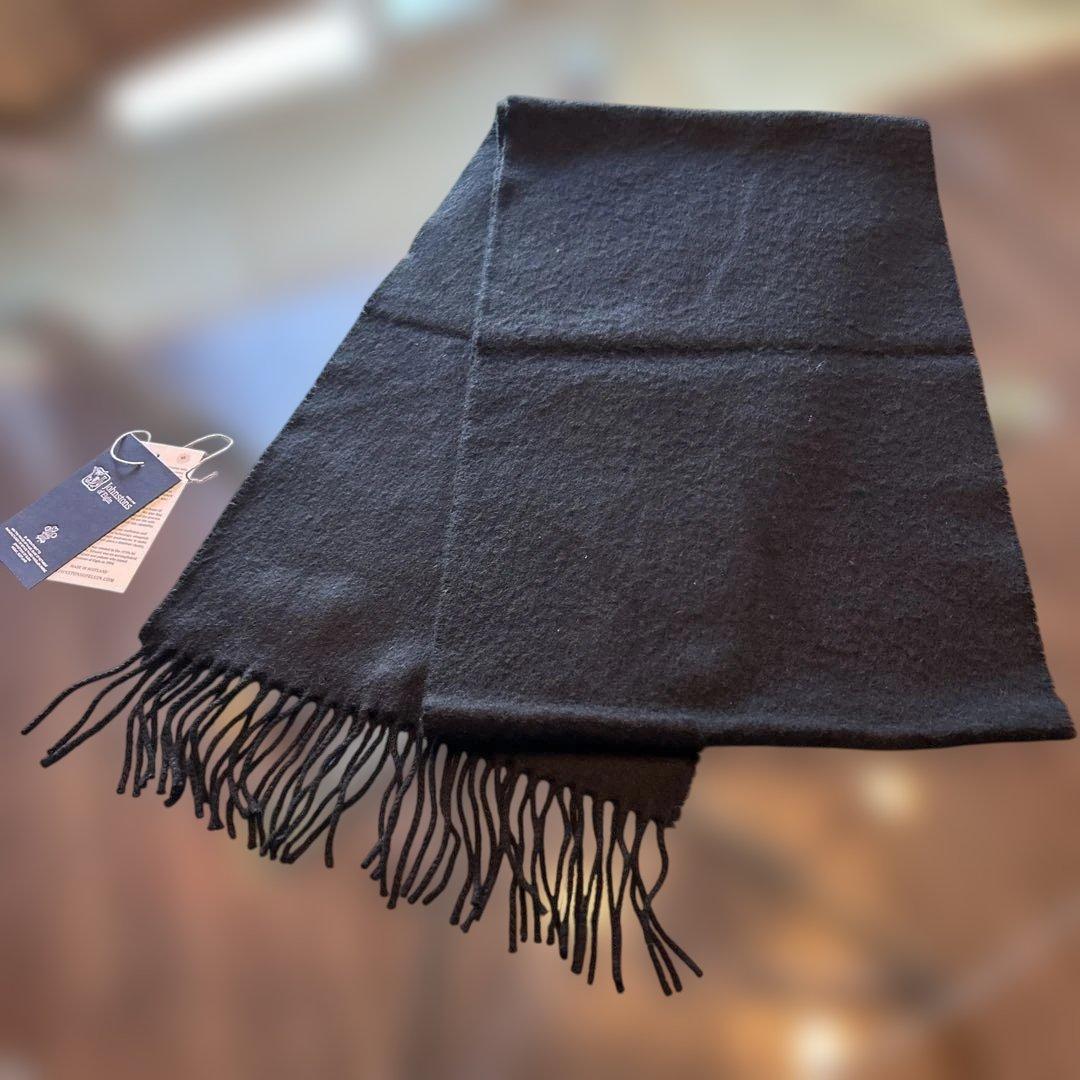 ★★Johnstons of Elgin ブラック マフラー★★クリーニング済み