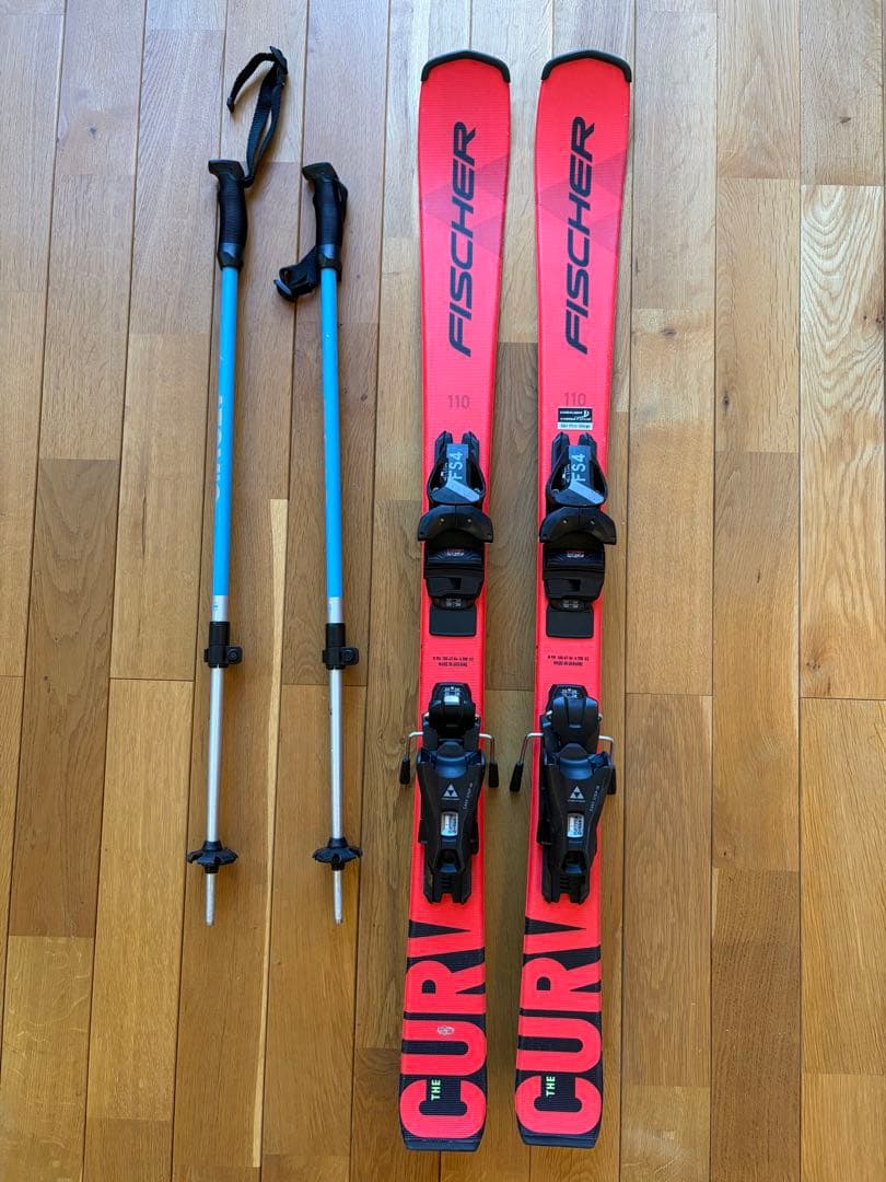 FISCHER FS4 110cm スキー板、ストック付き