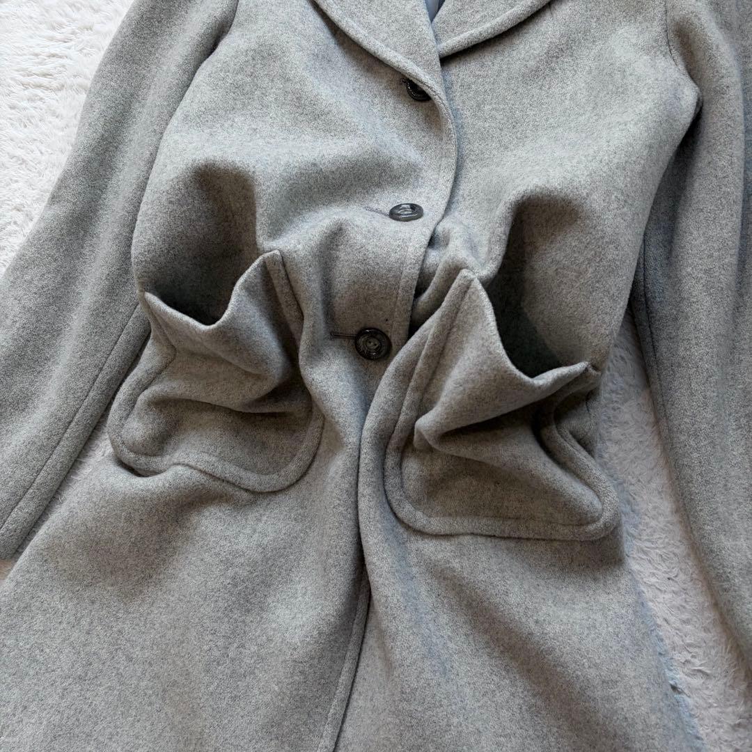 美品✨バーバリーズ チェスターコート ロングコート ウール メルトン グレー M