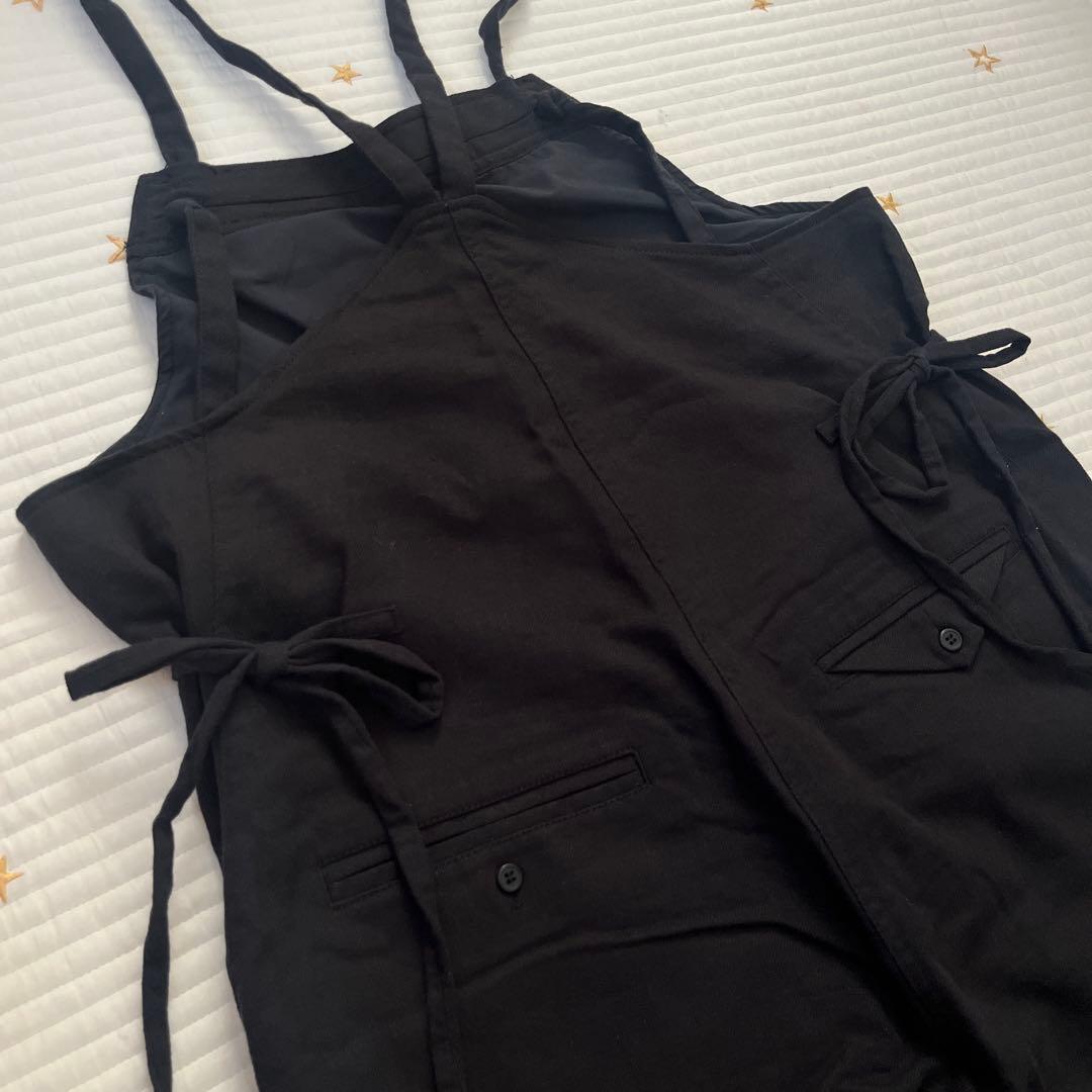 美品【北欧、暮らしの道具店】サイドリボンのサロペット/ブラック