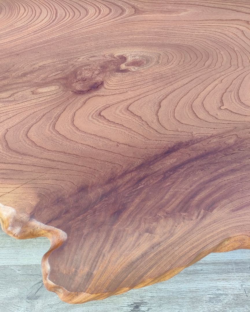 [風太☆]一枚板 座卓 ナチュラルウッド オーバルテーブル リペア済