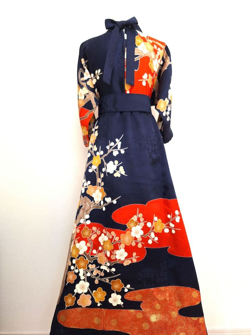 着物リメイクワンピース3676