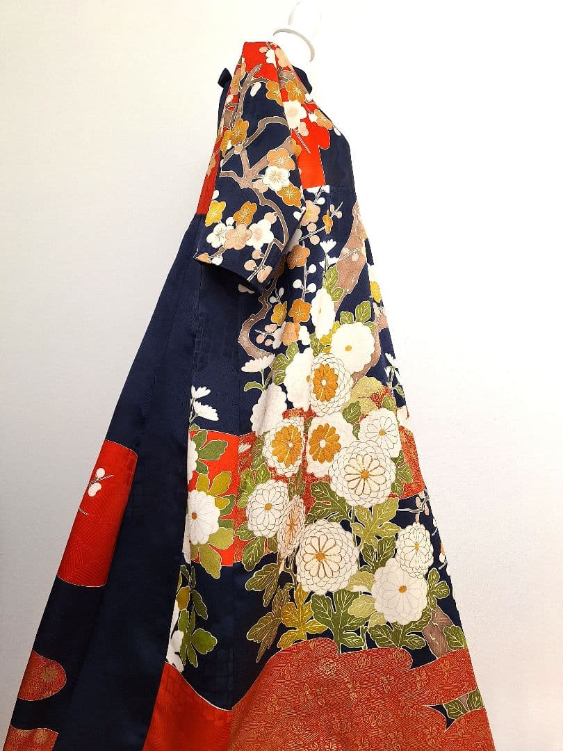 着物リメイクワンピース3676