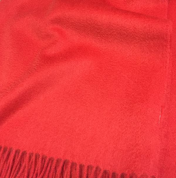 ラスト1枚値下70㎝×200超大判 100% カシミヤストールマフラーRED新品